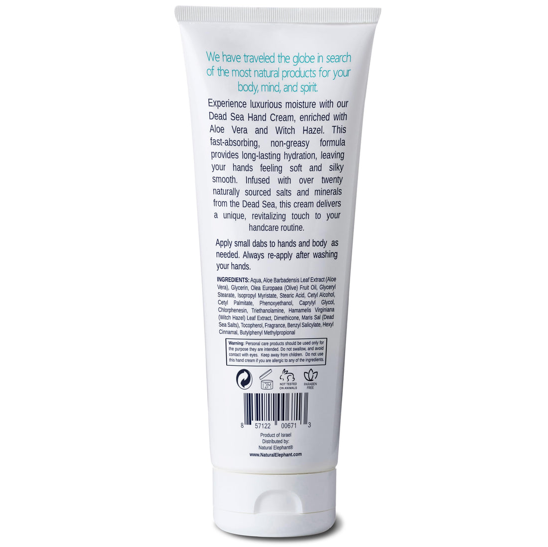 Dead Sea Soothing Hand Cream with Dead Sea Minerals 3.4 fl oz (Pack of 2) by Natural Elephant