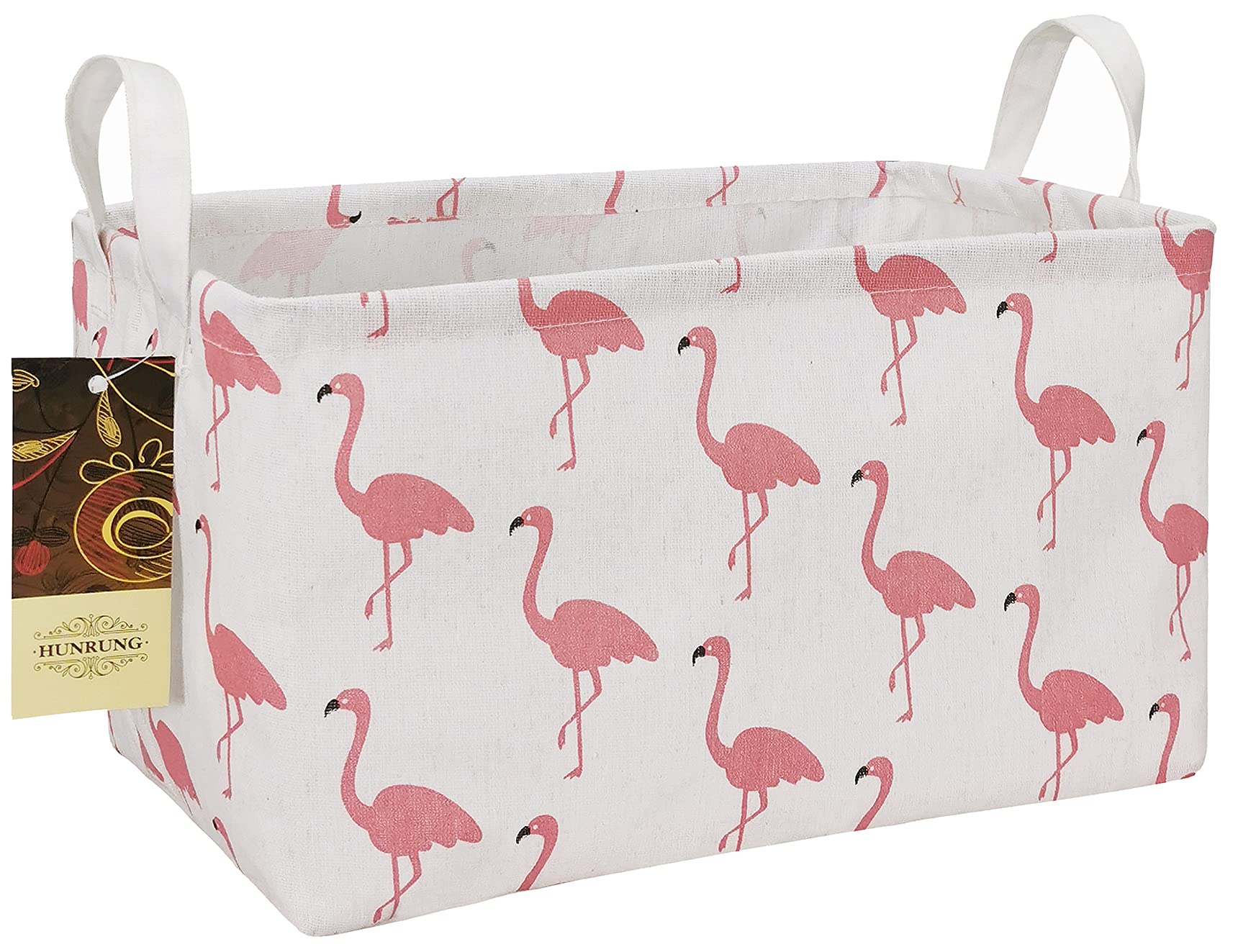 HUNRUNG Rectangle Storage Basket Cute Canvas Organizer Bin for Pet/Children Toys, Books, Clothes Perfect for Rooms/Playroom(Rectangle Flamingo)