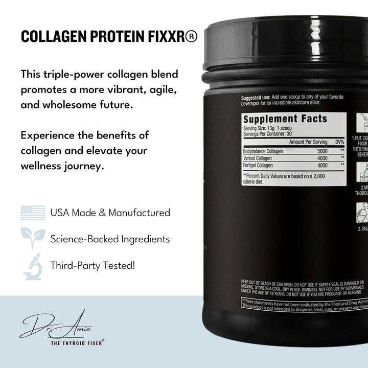 Fixxr Collagen 2.0 by Dr. Amie | with 3 Bioactive Collagen Peptides | Unflavored | 30 Servings