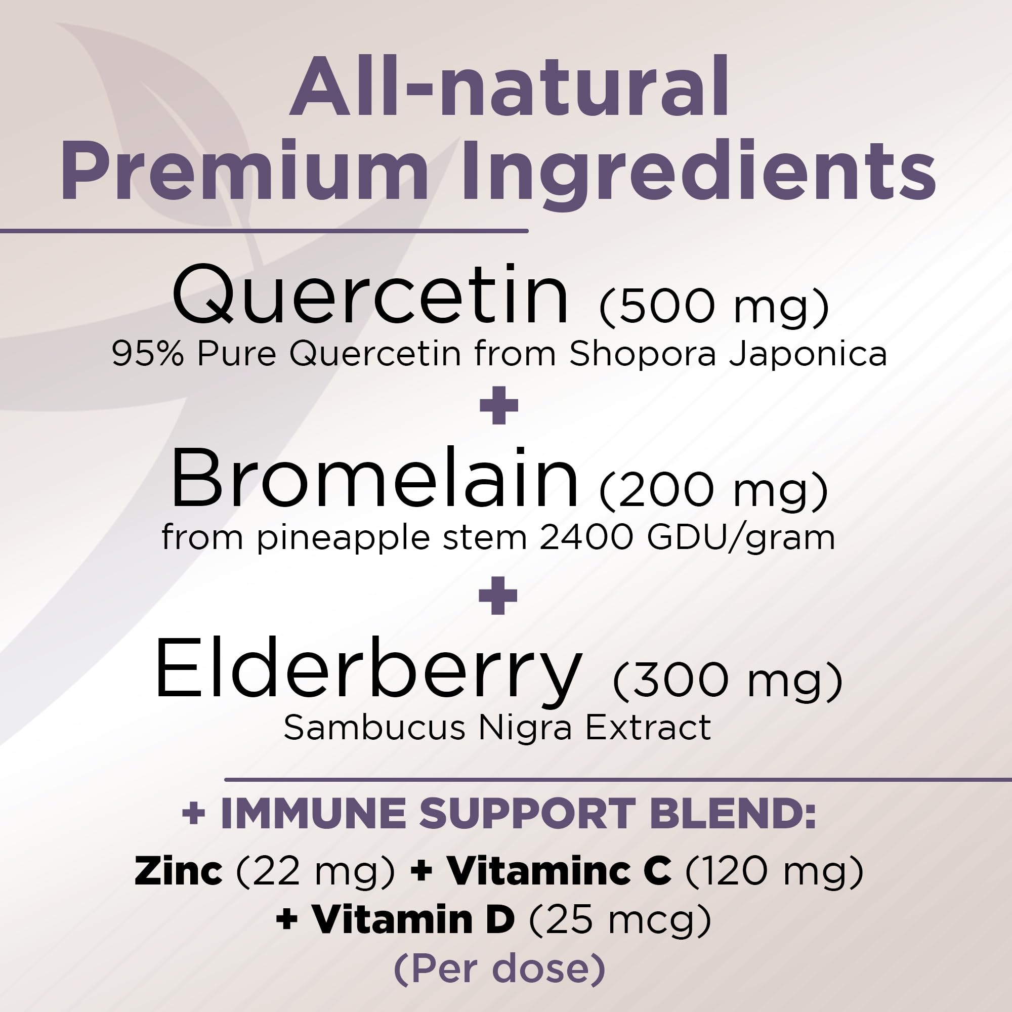 Gade Nutrition Quercetin with Bromelain & Elderberry | Quercetin with Vitamin C and Zinc | Zinc Quercetin 500mg with Vitamin D3 | Daily Immune Support Supplement - 2 Months Supply