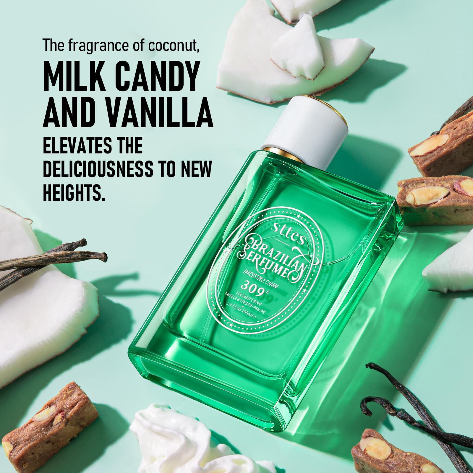 Sttes Perfume 309# (Irresistible Charm) – Eau de Parfum 100ml (3.4 fl oz) – Coconut Cream, Vanilla, Toasted Praline