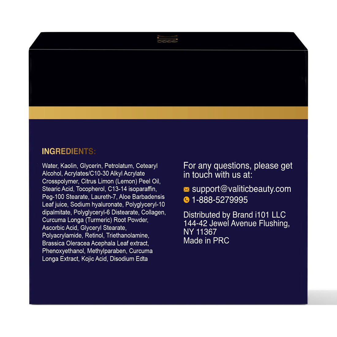 VALITIC Vitamin C & Turmeric Clay Mask - Dark Spot Corrector with Kojic Acid, Hyaluronic Acid & Retinol - Skin Care Routine for Minimizing Pores & Blackheads - with Applicator Brush - 100g