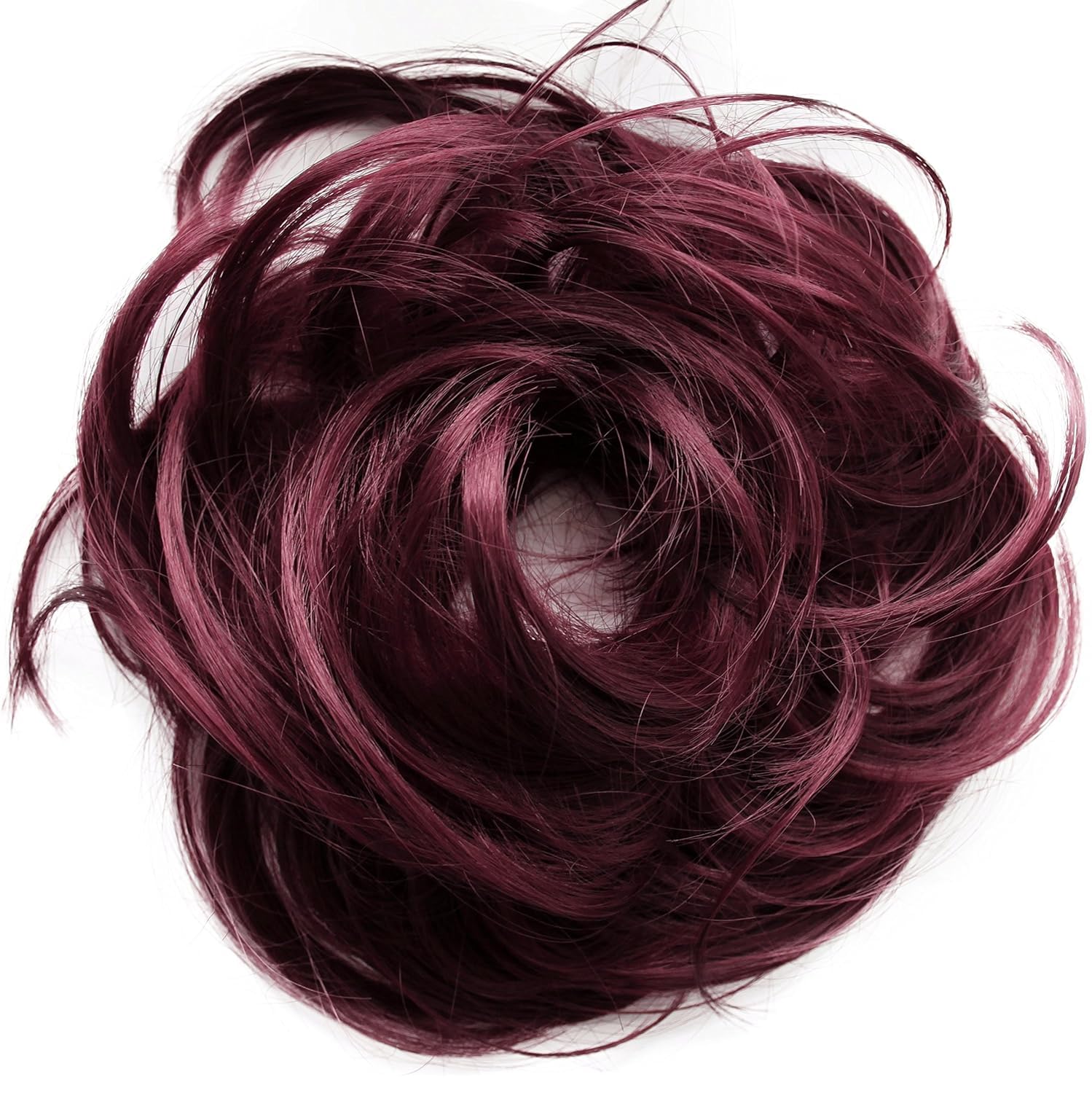 dark red 118 : PRETTYSHOP Scrunchie Bun Up Do Hair piece Hair Ribbon Ponytail Extensions Wavy Curly or Messy Various Colors(dark red 118)