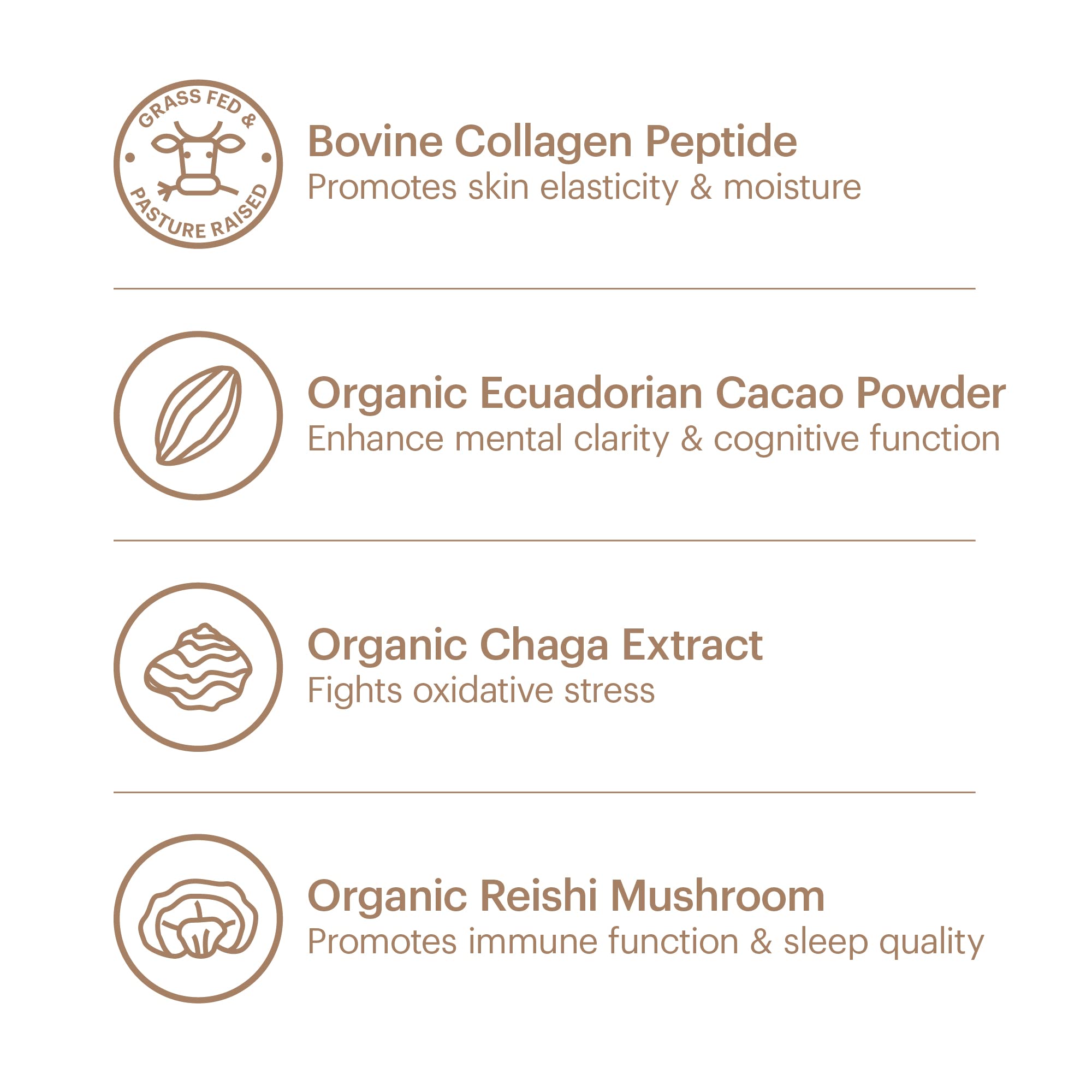 Wellthy Collagen Superfood Powder, Fights Stress & Fatigue, Cacao, Mushroom Powder - Organic Chaga & Reishi Extracts, Certified Organic Matcha, Allergen-Free & Non-GMO