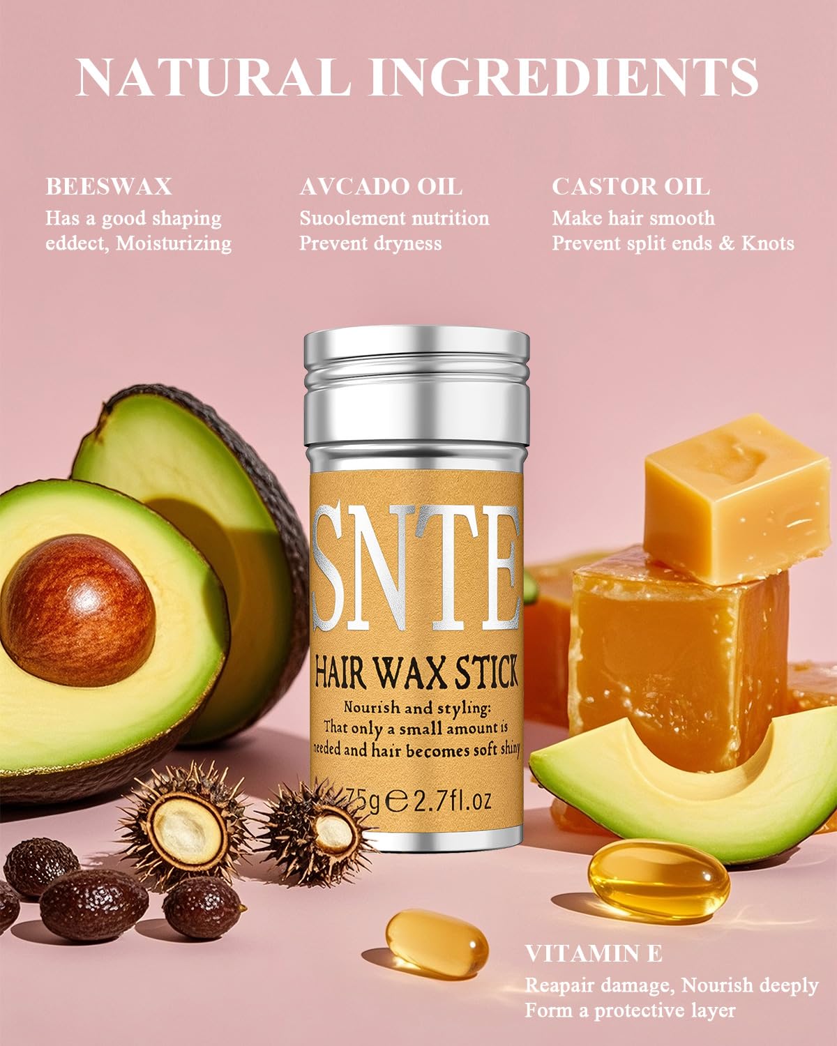 Hair Wax Stick Slick Back Hair Brush Set – Flyaway & Frizz Control for Sleek Ponytails, Buns, and Updos – Hair Accessories for Ballet, Dance Recitals, and Gifts