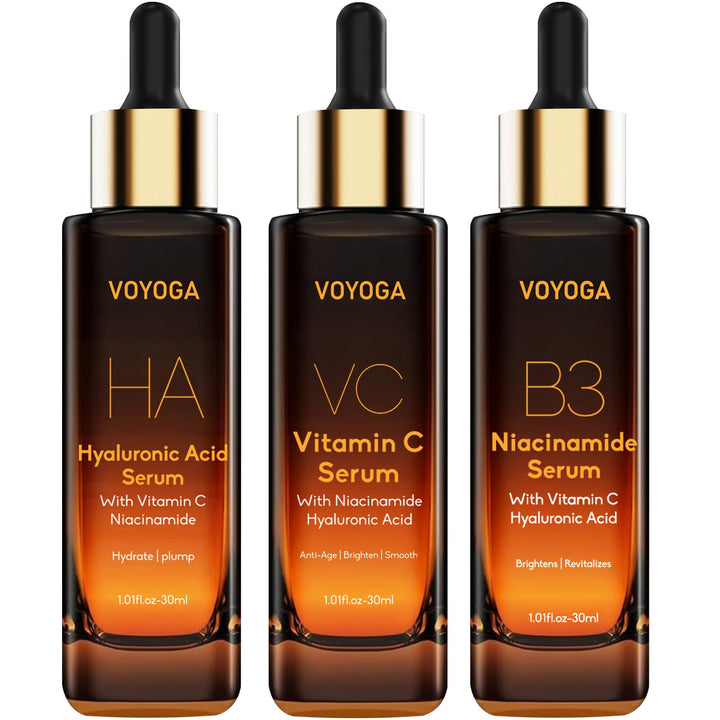 Hyaluronic Acid Face Serum,Vitamin C,Niacinamide Facial Serum,Facial Skin Care Set for Plumping,Anti-Aging/Wrinkle,Brightening,Ultra-Hydrating Hyluronic Acid Serum- Pack of 3,All Skin Type