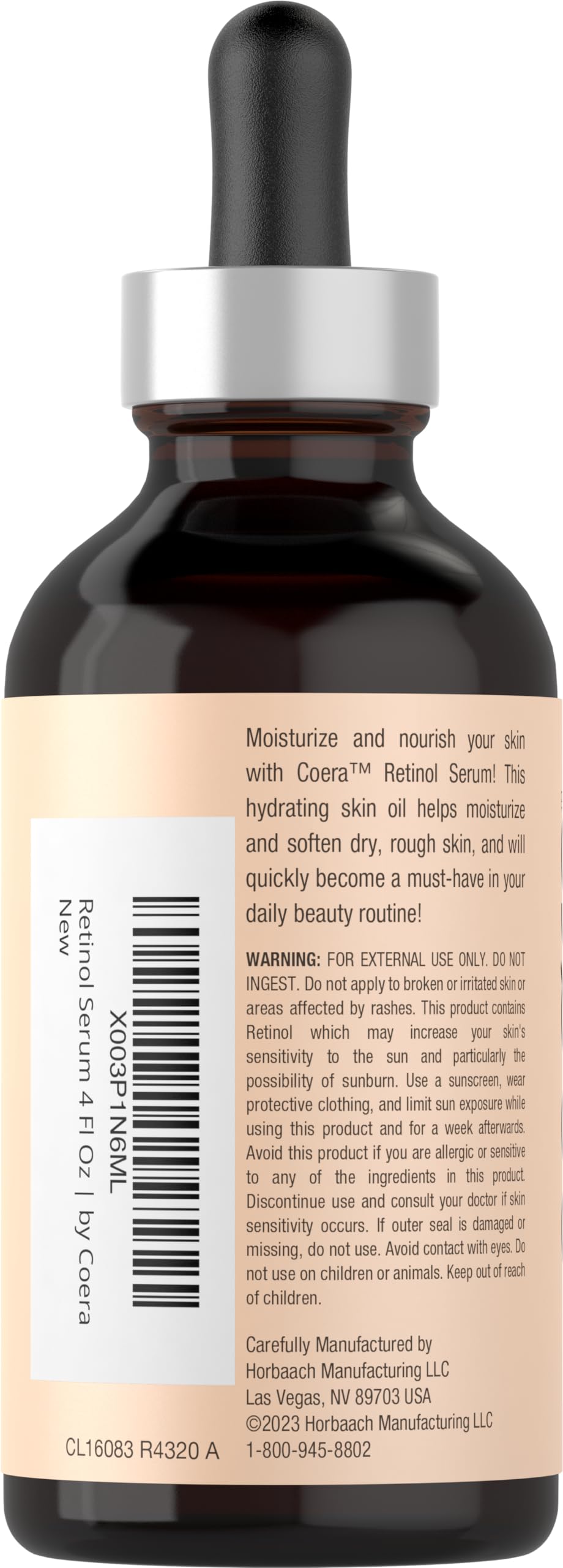 Coera Retinol Serum for Face | 4 fl oz | Professional Strength | Hydrating Skin Oil | Free of Parabens & Fragrances | Packaging May Vary