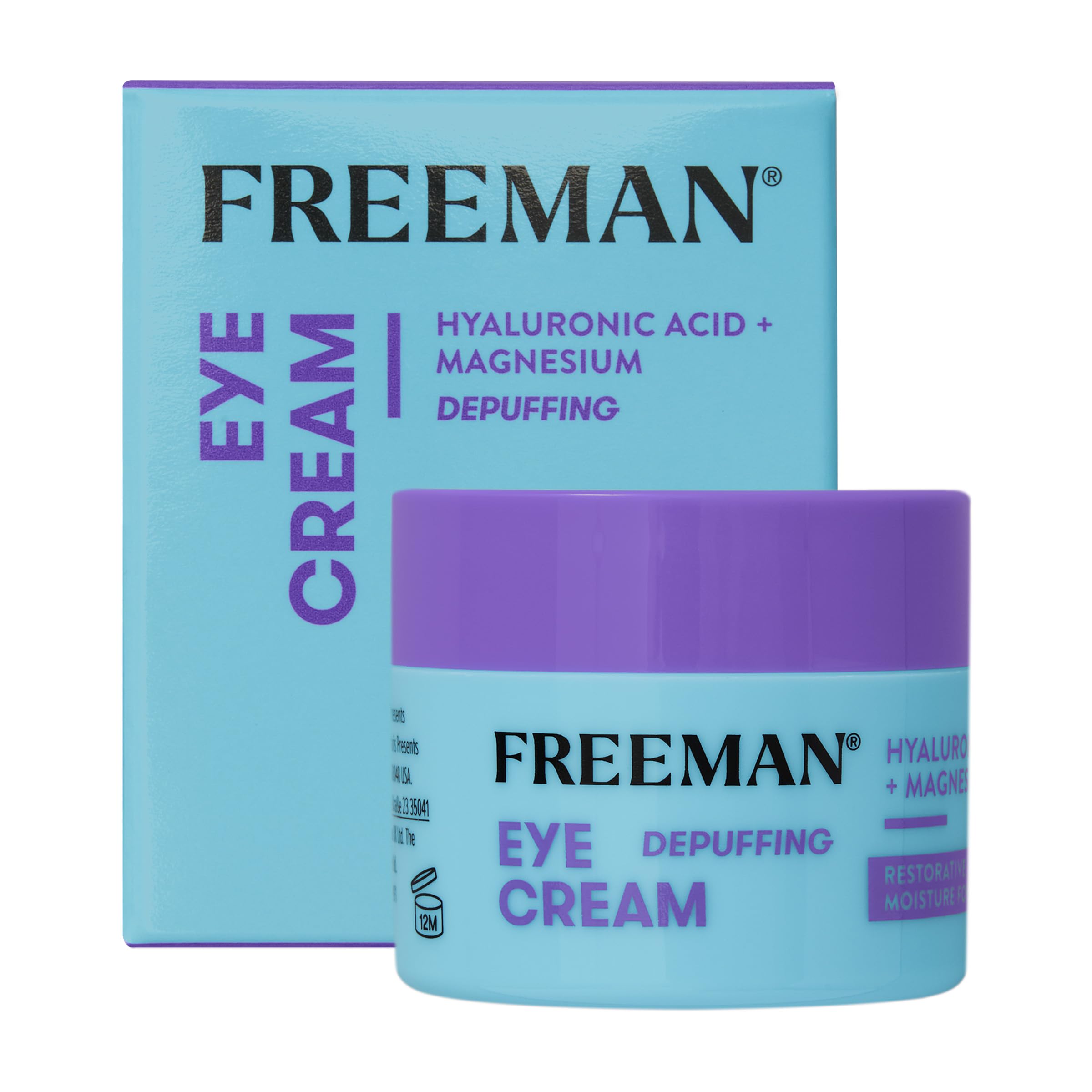 Freeman Eye Cream, Moisturizing Under Eye Cream For Dull & Tired Eyes, Brightens & Depuffs Undereye Skin, Helps Dark Circles, Infused With Magnesium & Hyaluronic Acid, 0.5 fl.oz./ 15 mL Jar