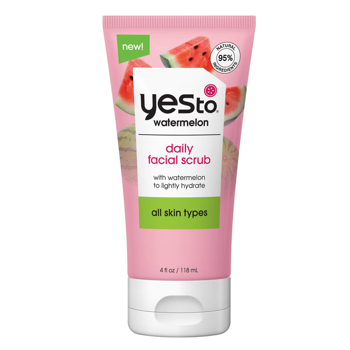 Yes To Watermelon I Daily Facial Scrub 4 Fl Oz I All Skin Types I Cleanse & Hydrate Skin I Vitamin C I Vegan I 98% Natural Ingredients