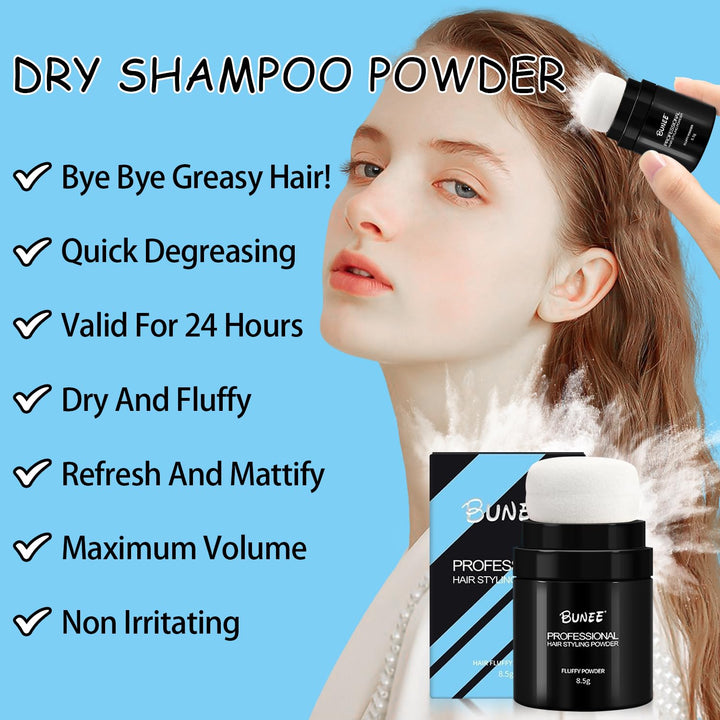 Dry Shampoo Powder for Women, Non-Aerosol Travel Size, Natural Oil-Control for Fluffy Hair Styling and Refreshed Roots (SET A)