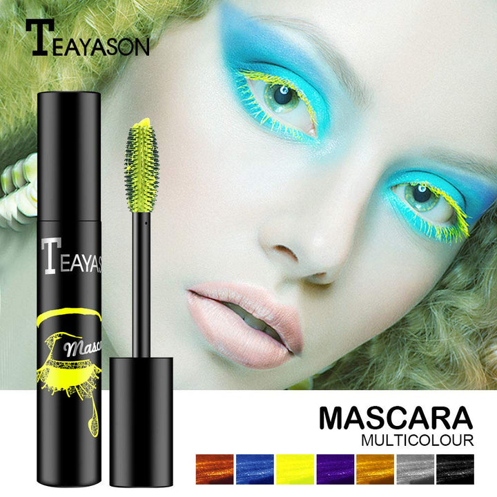 AKARY Colored Colorful Waterproof Mascara For Eyelashes, Black Lashes Extensions Mascara For Eyelashes Long Lasting Smudgeproof Charming Voluminous Mascara For Women Makeup Party Stage Use 02 Silver