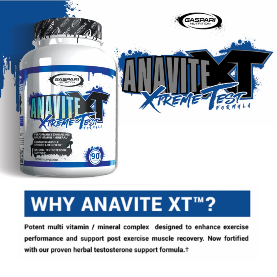 Gaspari Nutrition Anavite XT: Multivitamin and Mineral Complex for Men, Enhanced Muscle Growth and Recovery, Testosterone Support, 90 Tablets