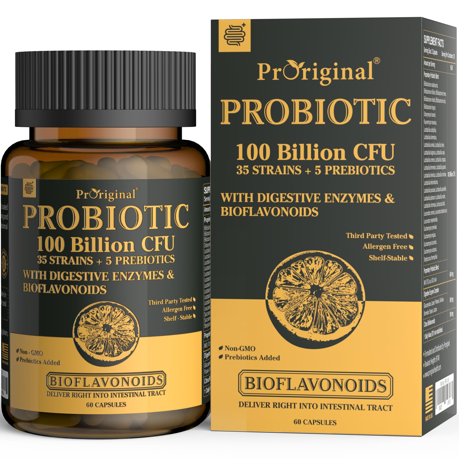 Probiotics with Prebiotics for Men and Women - 35 Strains Organic Probiotic 100 Billion CFU for Gut & Digestive Health, Vegan Acidophilus Probiotic Supplement, Non-GMO Raw Probiotic 60 Capsules