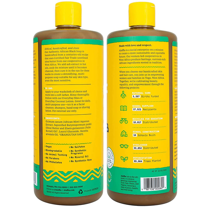 Alaffia - Authentic African Black Soap, Peppermint, 32 Ounces