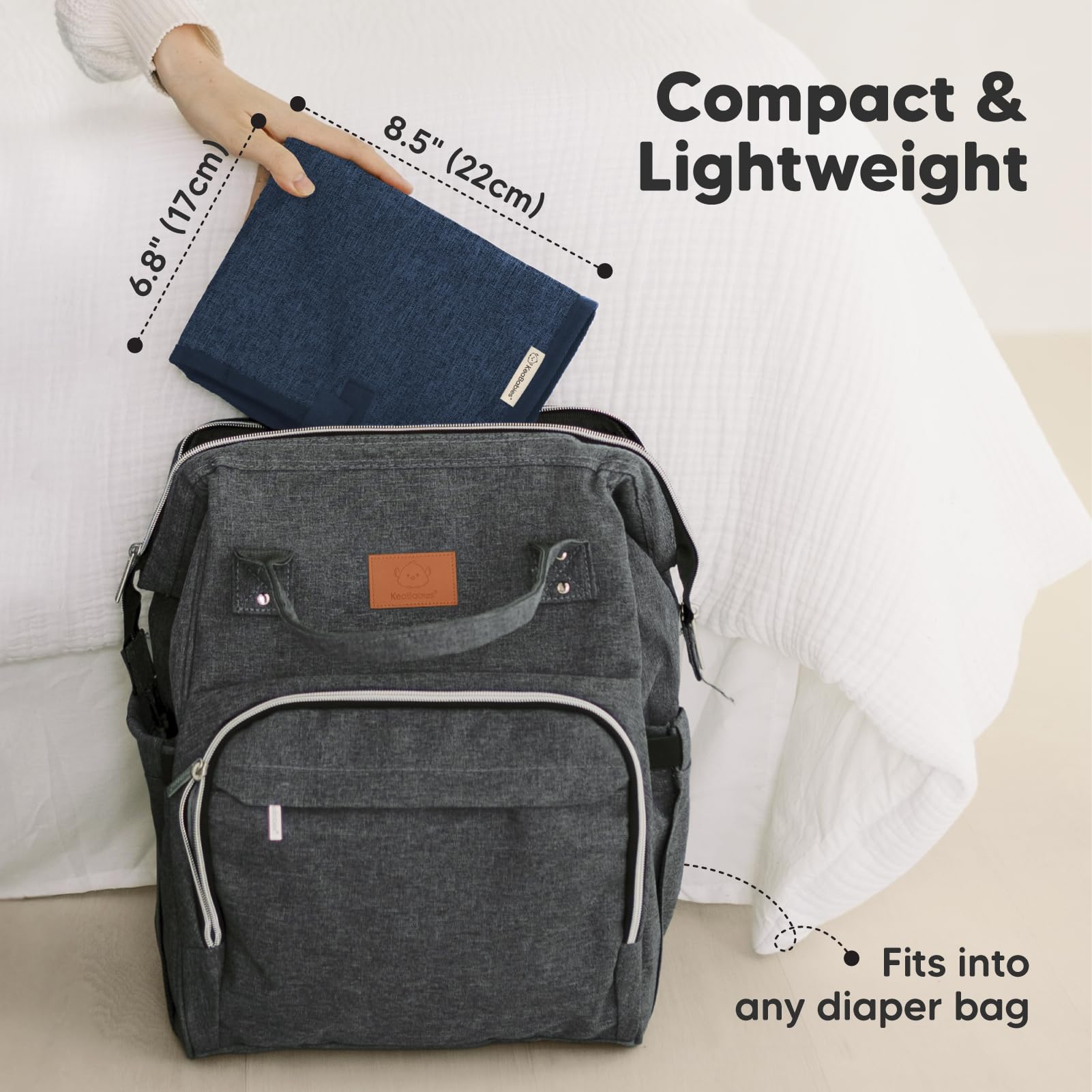 Portable Diaper Changing Pad - Waterproof Foldable Baby Changing Mat - Travel Diaper Change Mat - Lightweight Changing Pads for Baby - Baby Changer - Machine Washable (Navy Blue)