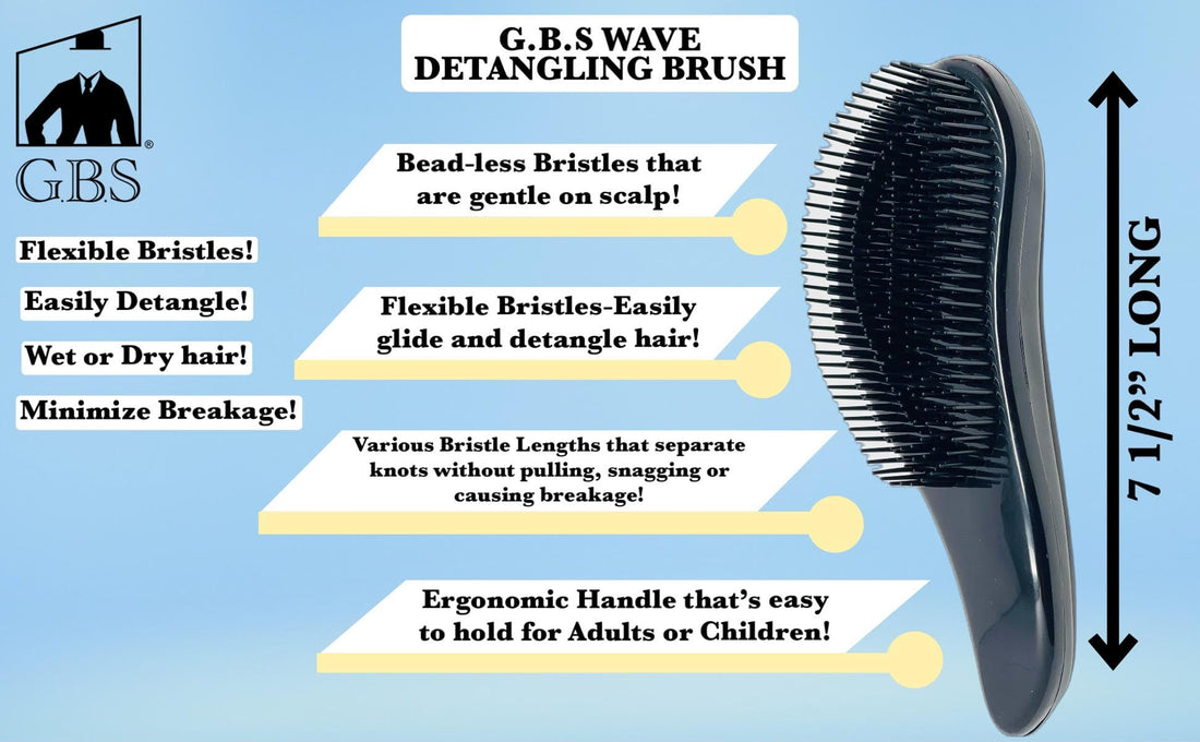 GBS Detangling Brush - Glide Thru Hair With No Pain. The Wave Detangler for Women Men Kids For Curly, Wavy Thick Thin Wet Dry Straight Hair - Pink