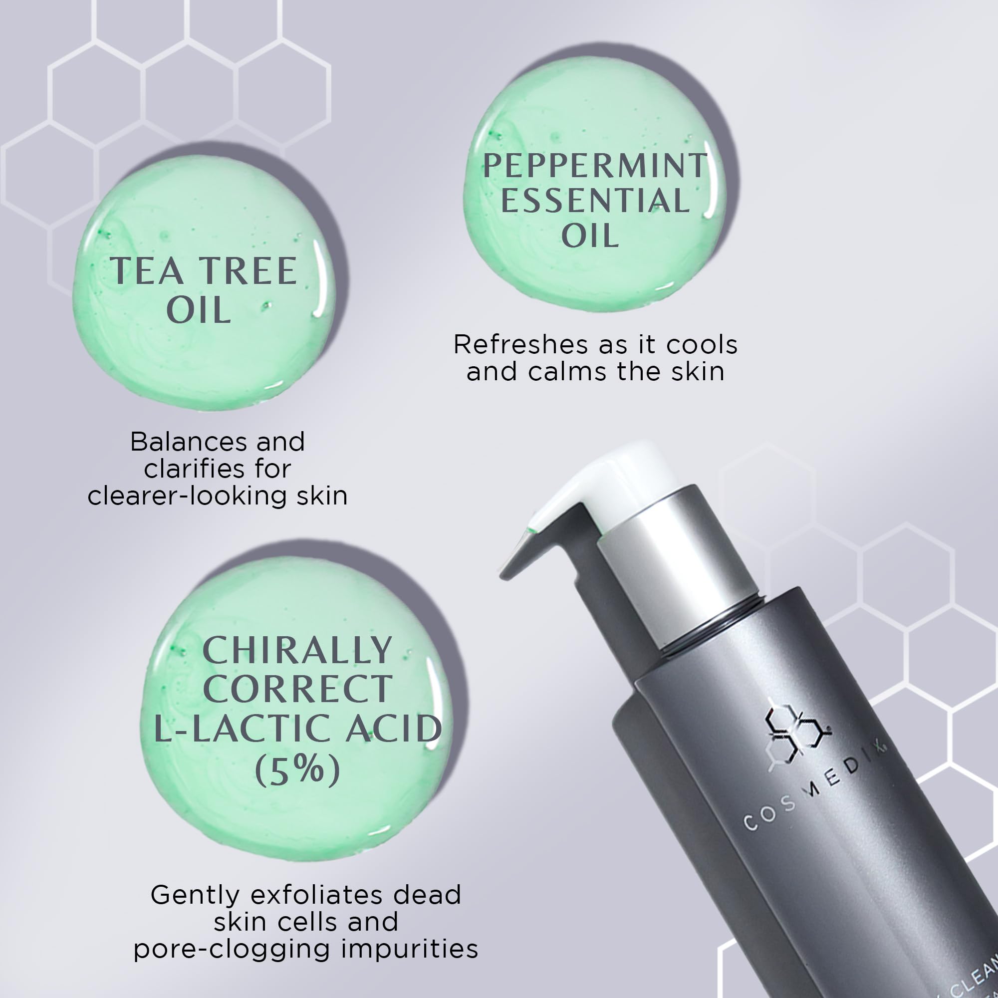 COSMEDIX Purity Clean Exfoliating Cleanser, Removes Oil & Impurities, L-Lactic Acid & Tea Tree Oil, Cruelty Free & Gluten Free