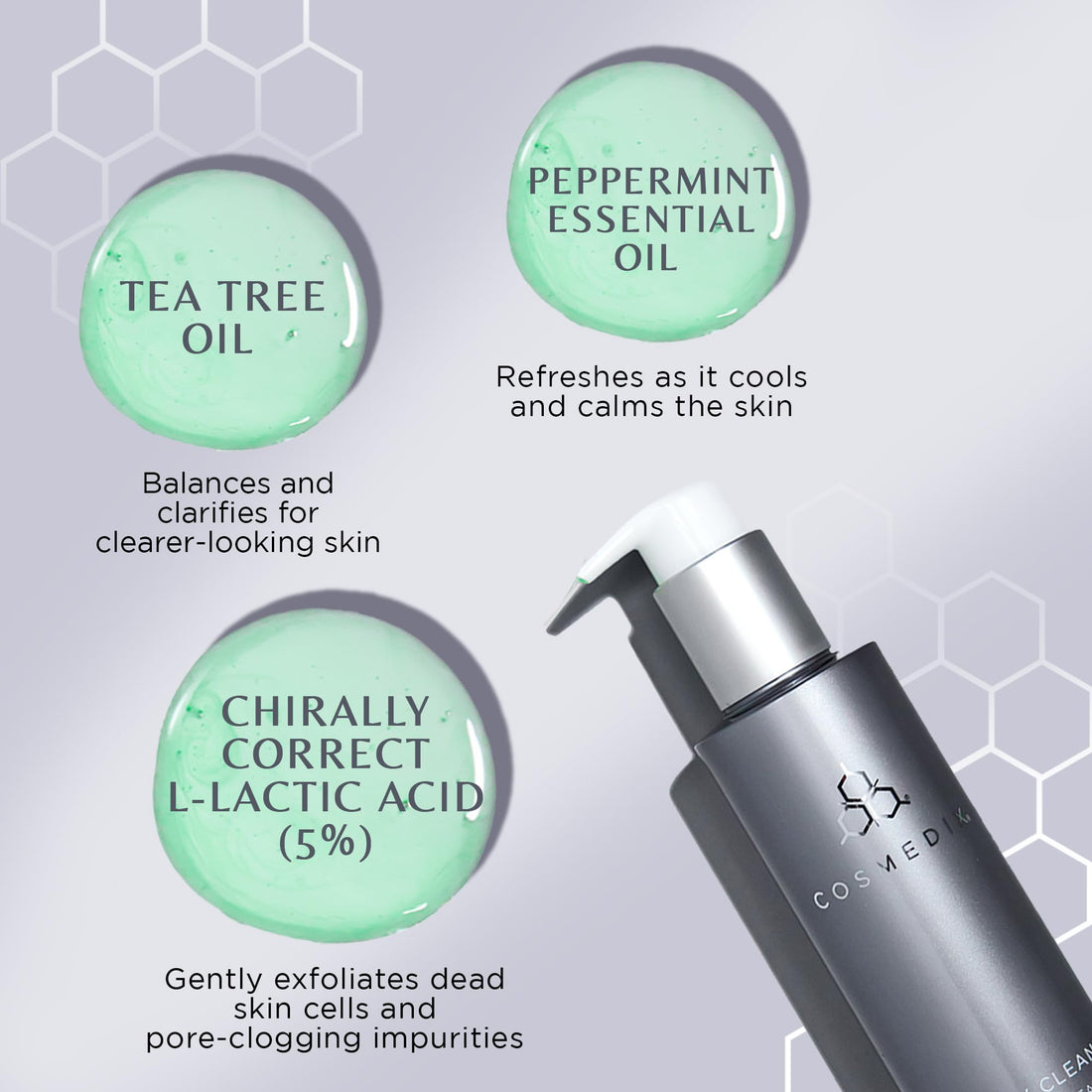 COSMEDIX Purity Clean Exfoliating Cleanser, Removes Oil & Impurities, L-Lactic Acid & Tea Tree Oil, Cruelty Free & Gluten Free