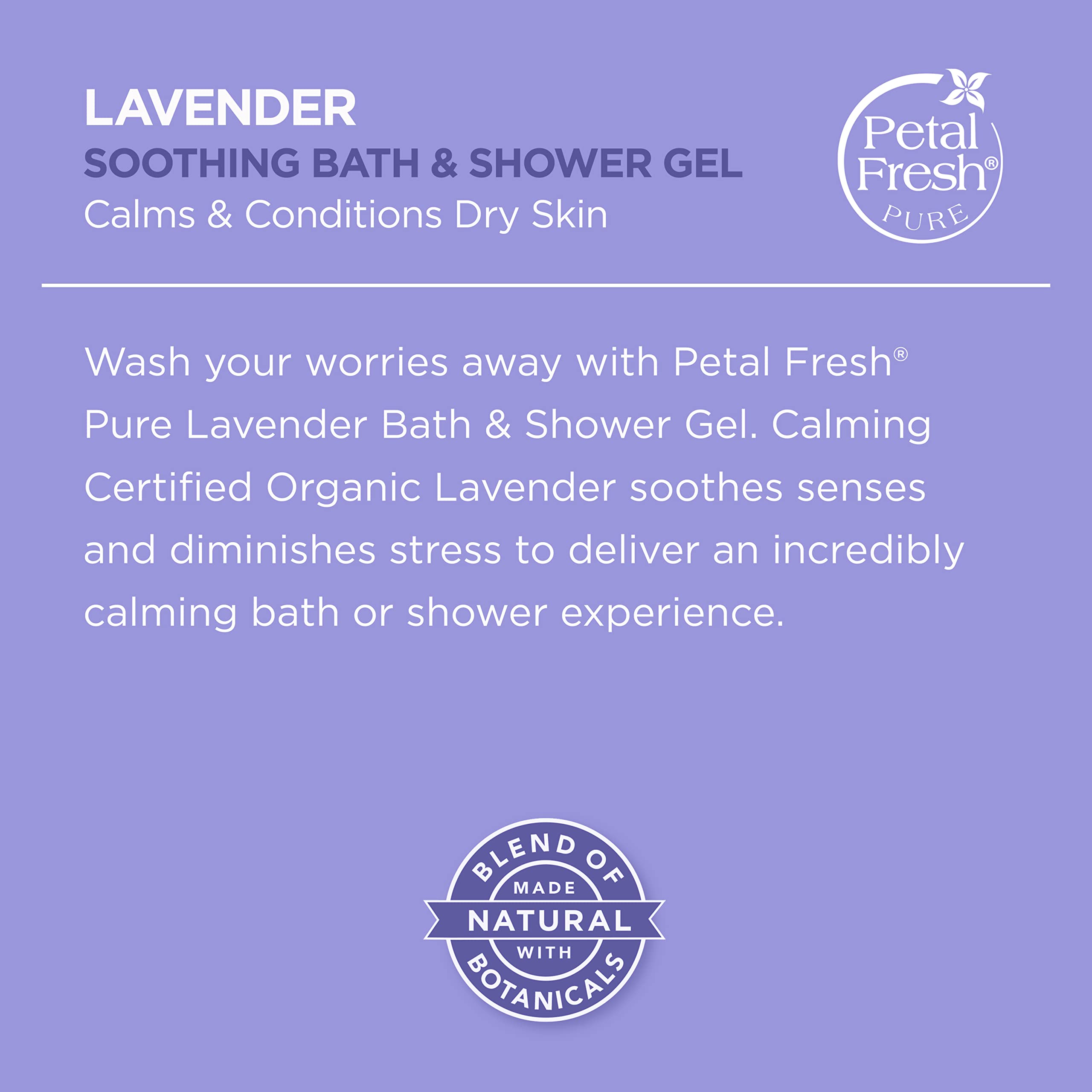 Petal Fresh Pure Soothing Lavender Bath and Shower Gel | Calming, Nourishing Body Cleanser | Vegan and Cruelty Free - 475 ml