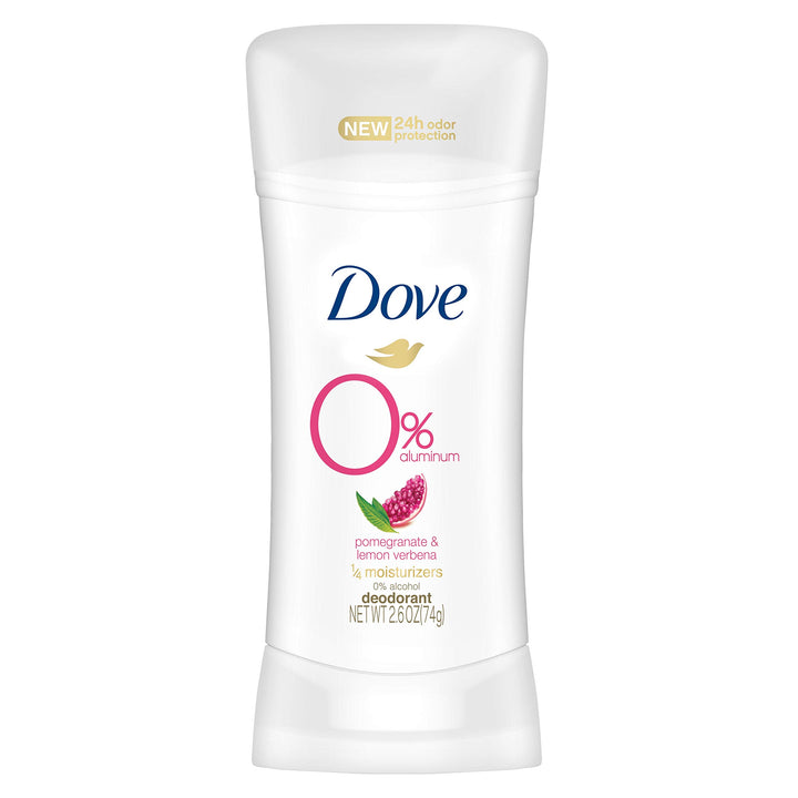 Dove 0% Aluminum Deodorant For Smooth Underarms Pomegranate and Lemon Verbena 24-Hour Odor Protection 2.6 oz 3 Count