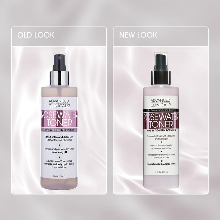 Advanced Clinicals Collagen + Rosewater Facial Mist Toner W/Charcoal & Aloe Vera. Alcohol-Free PH Balancing Formula Detoxifies & Hydrates Skin Improving Overall Skin Tone, Calming Face Mist, 8 Fl Oz
