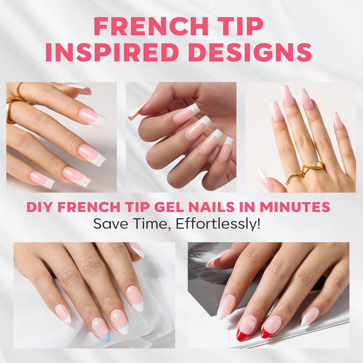 Modelones Gel Nail Kit, Press On Nails Kit with LED Light, 150 PCS Short Pink Almond, 15 Sizes French Tip Press on Nails, NailBoxie Pre-Colored Nail Tips for Easy DIY Nail Art