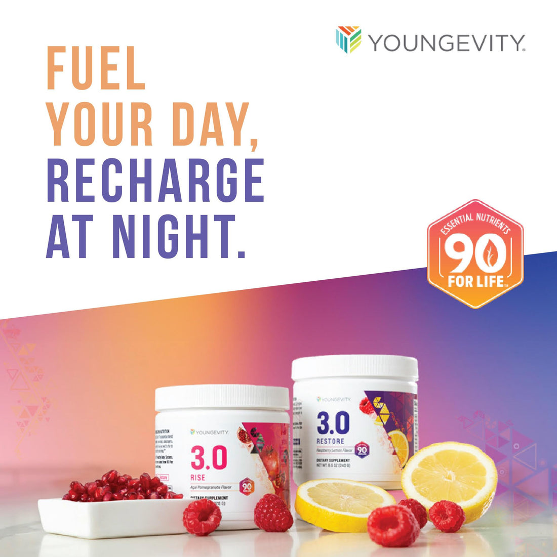 Beyond Tangy Tangerine 3.0 Rise & Restore | Dual-System Supplement for Day & Night | Natural Energy, Cognitive Immune & Digestive Support | Acai Pomegranate & Raspberry Lemon | Gluten-Free, Vegetarian