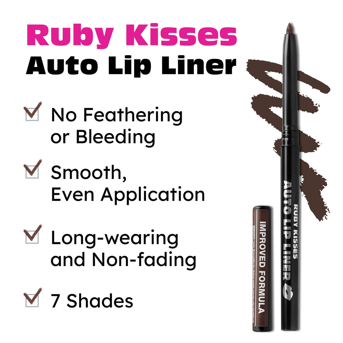 Ruby Kisses Auto Lip Liner, Dark Brown