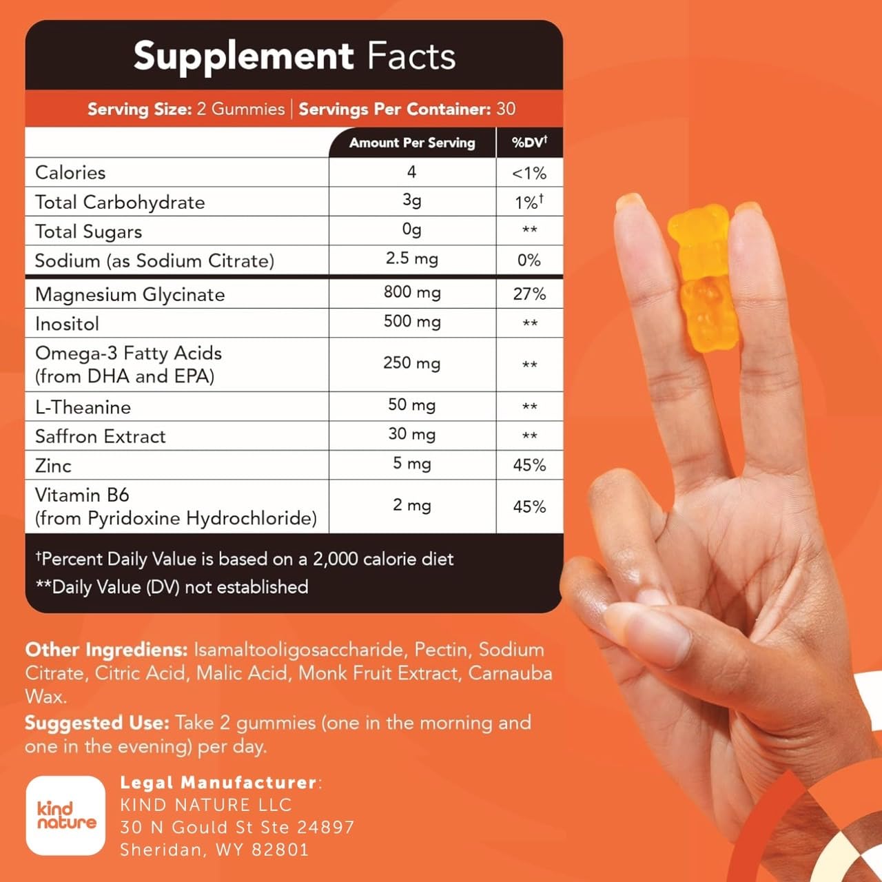 GOJOY NATURALS Kids Focus Gummies - 7-in-1 Focus & Attention Supplement for Kids & Teens w/Inositol, Magnesium Glycinate, L-Theanine, Saffron & More - Vegan, Gluten & Sugar-Free, Non-GMO