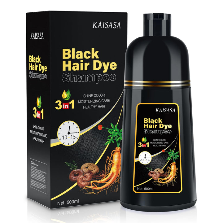 IIIMEIDU Hair Dye Shampoo for Gray Hair Coverage, 3 in 1 Natural Black Dye for Women Men, 500ml
