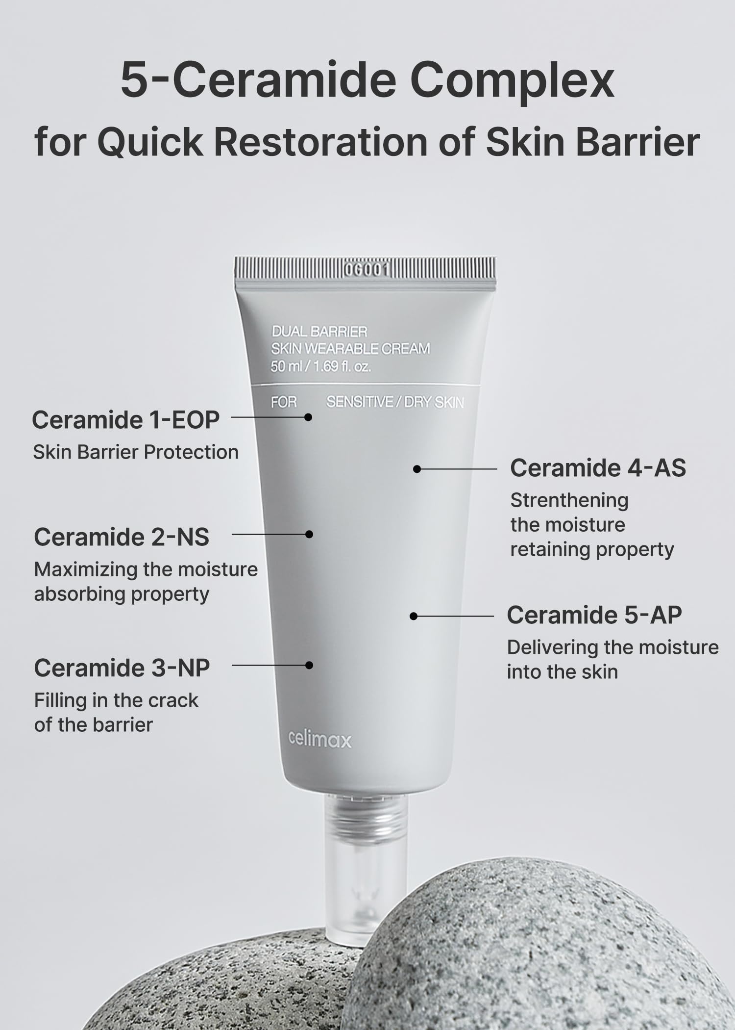 celimax Dual Barrier Skin Wearable Cream | Long Lasting Cream Face Moisturizer with Ceramides, Hyaluronic Acid, Moisturizing, Hydrating, Soothing, Repairing, Day & Night Cream, 50ml