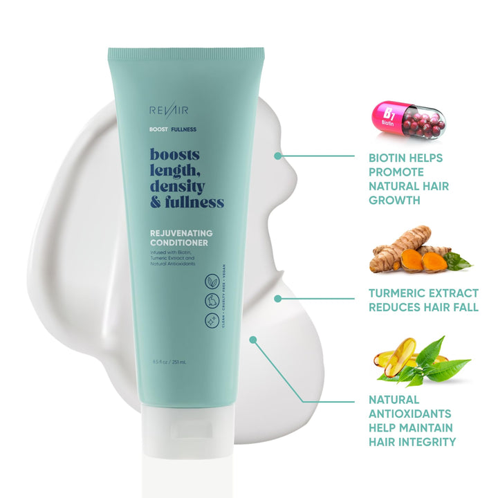 REVAIR Rejuvenating Conditioner - Nourishing Biotin Conditioner for Hair Growth - Thickening Biotin Hair Conditioner for Men & Women with Turmeric Extract - Works for All Hair Types (8.5 Fl Oz)