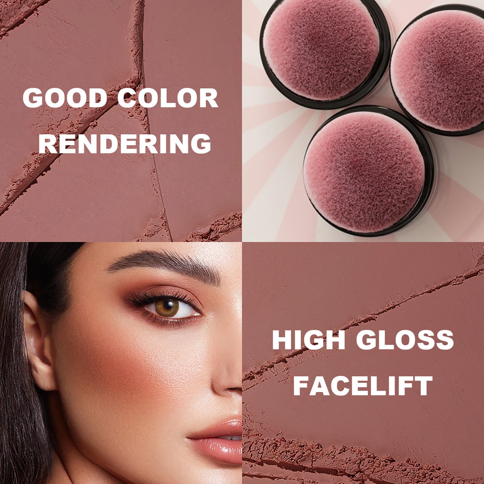 Face Blush Powder Makeup Soft Mushroom Blush for Cheeks Long Lasting Makeup Powder Highlight - Matte Finish (Autumn Berry)