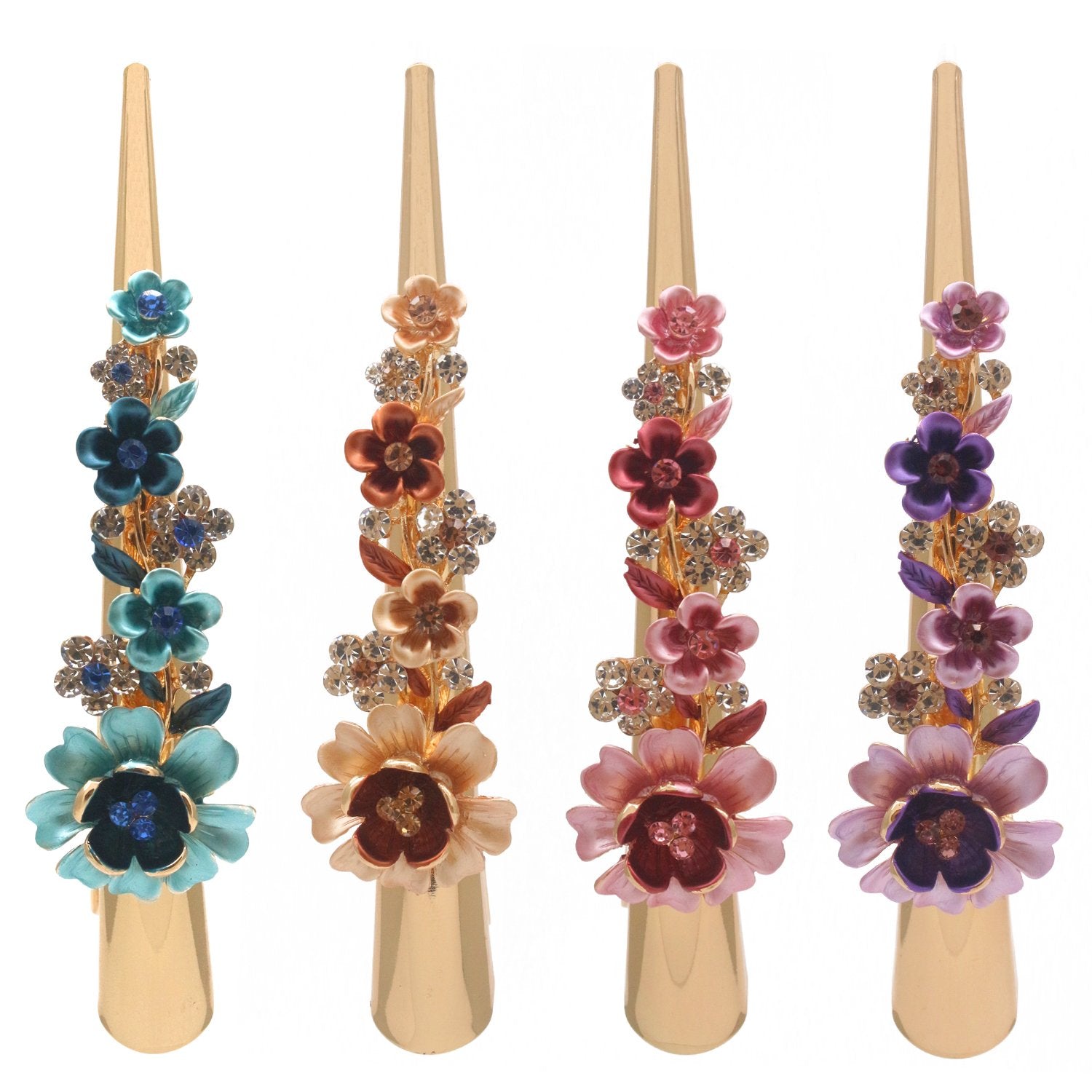 Fashion & Lifestyle Set of 4 Large Metal Alloy Alligator Sectioning Clips for Women and Girls - Pretty Strong Clamp Hair Pins Non-Slip Hair Grips Accessories for Thick Hair, Gold