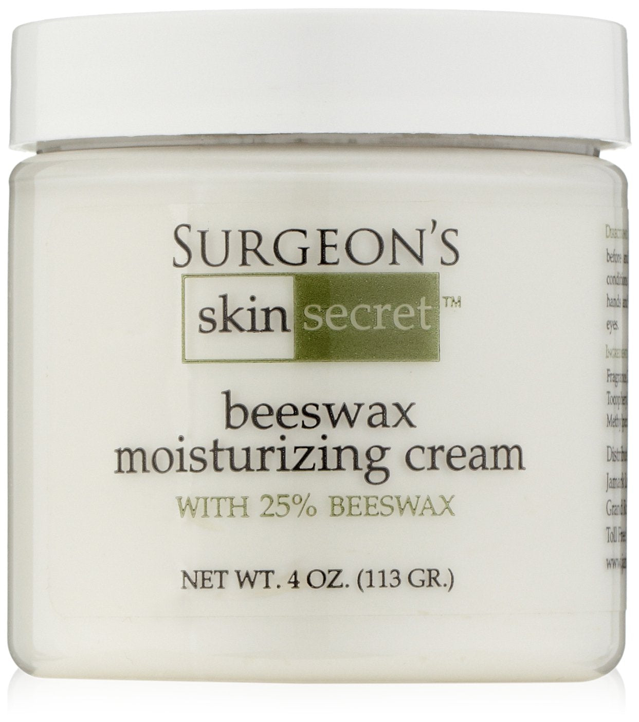 Surgeon's Skin Secret Beeswax Moisturizing Cream 4oz. - Original Light Lavender