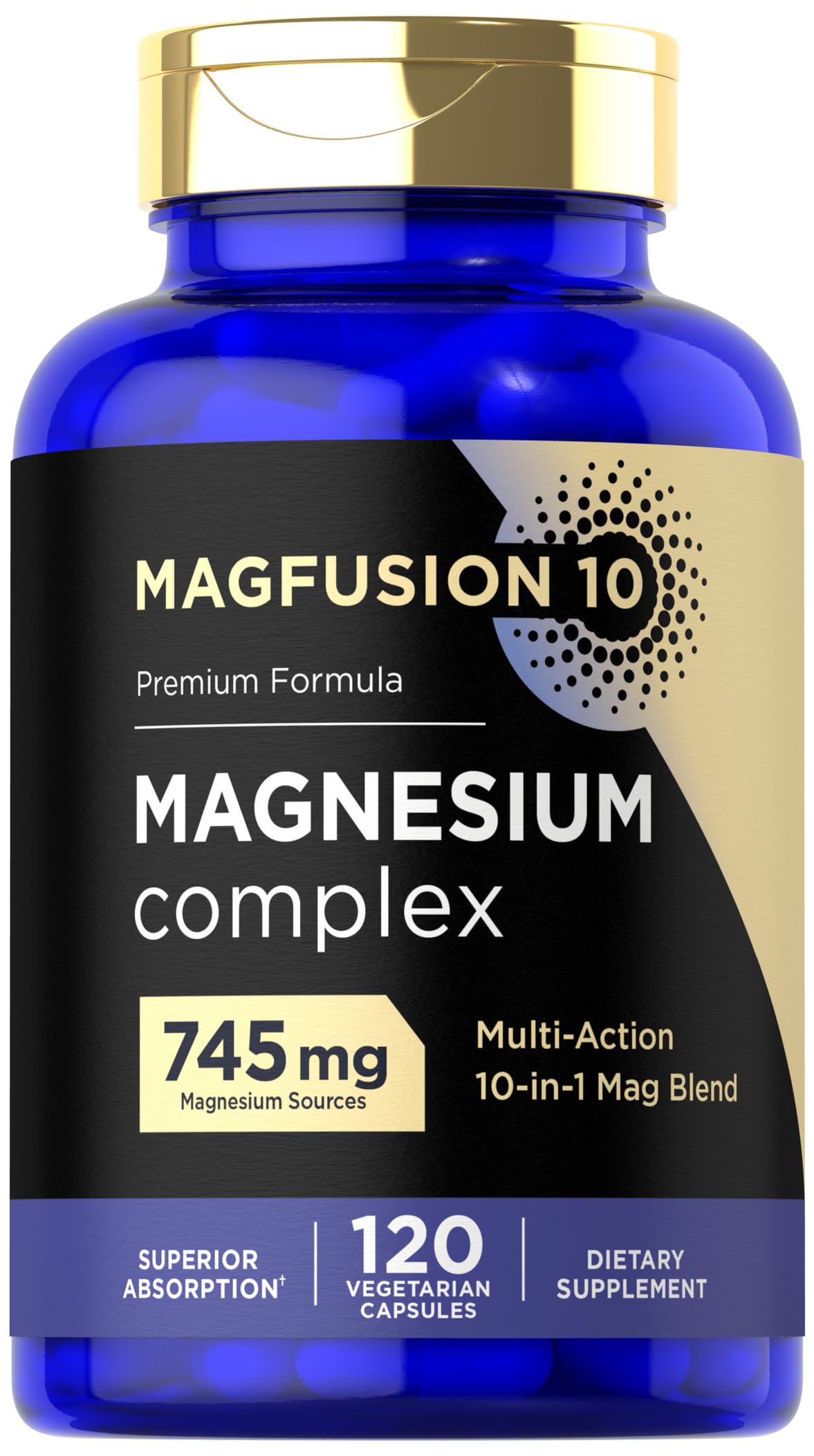 Magfusion-10 Magnesium Complex Supplement 745mg | 120 Capsules | 10 in 1 Blend | Vegetarian, Non-GMO, Gluten Free