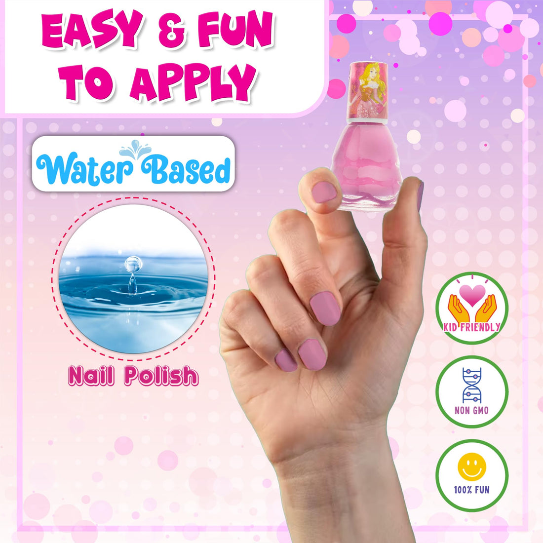 Disney Princess - Townley Girl Non-Toxic Water-Based Peel-Off Natural Safe Quick Dry Nail Polish|Gift Kit Set for Kids Toddlers Girls|12 Pcs - Perfect for Parties, Sleepovers and Makeovers