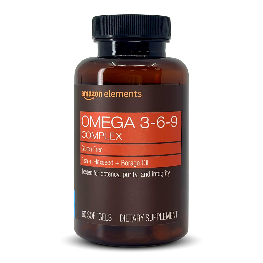 Amazon Elements Omega 3-6-9 Complex of Fish, Flaxseed and Borage Oil - EPA & DHA Omega-3 fatty acids - 60 Softgels, 2 Month Supply