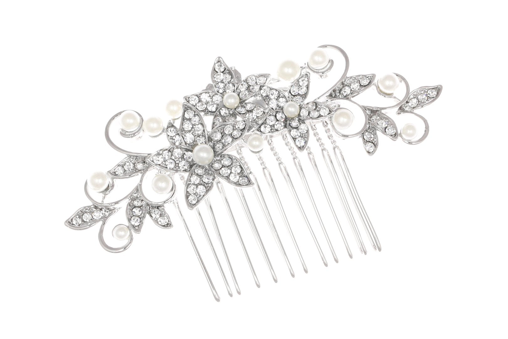 Bridal Bridesmaid Flower Girl Pearl Rhinestones Prom Wedding Tiara Comb T1046