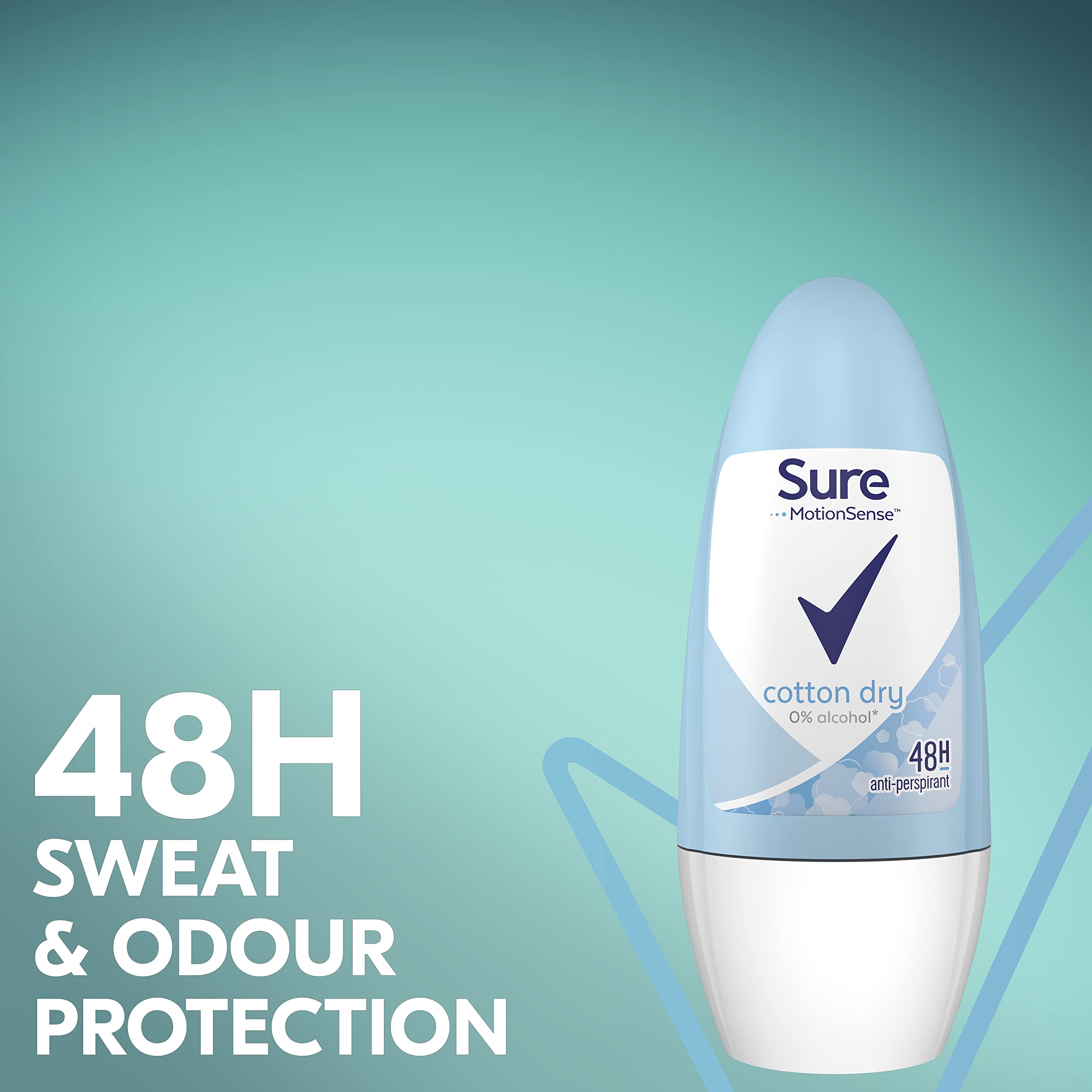 Sure Women Cotton Dry Roll-On Anti-Perspirant Deodorant 50ml (pack of 6)