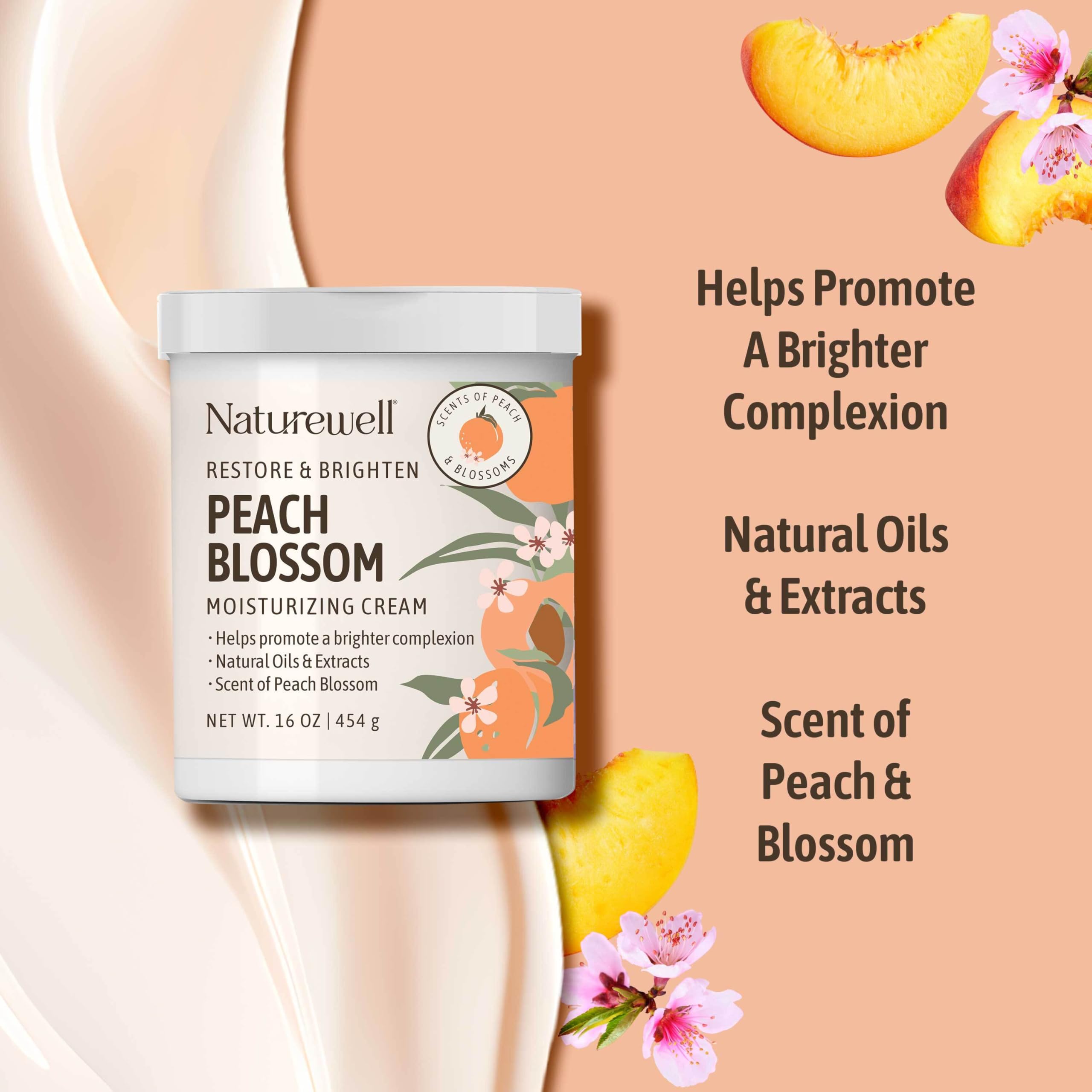 NATURE WELL Peach Blossom Restore & Brighten Moisturizing Cream For Face & Body, Infused With Peach Extract, Niacinamide, & Hyaluronic Acid, Promotes A Brighter Complexion, 16 Oz.