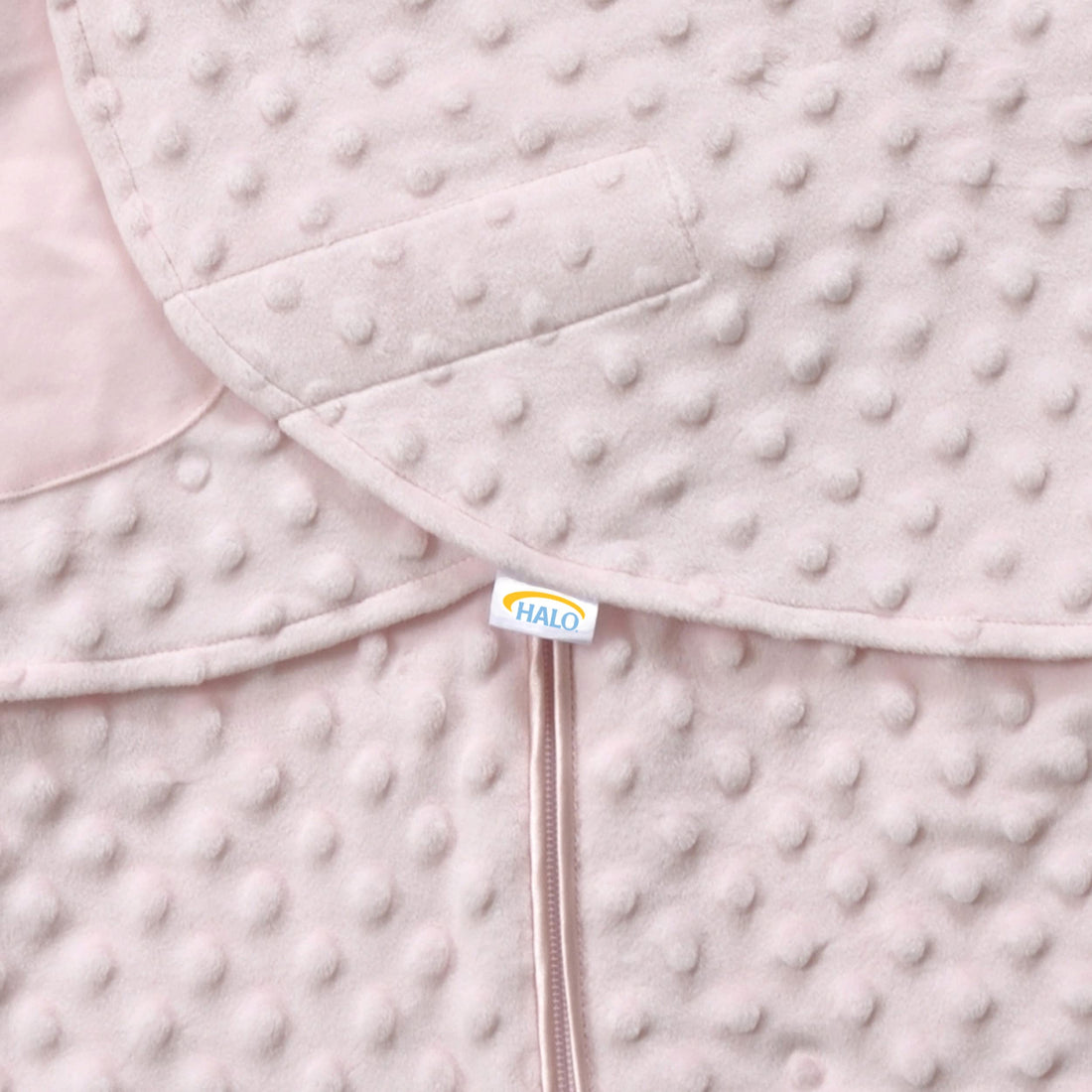 HALO Sleepsack Swaddle Plush Dot Velboa, 3-Way Adjustable Swaddle Blanket, TOG 3.0 for Cool Climates, Pink, Newborn, 0-3 Months