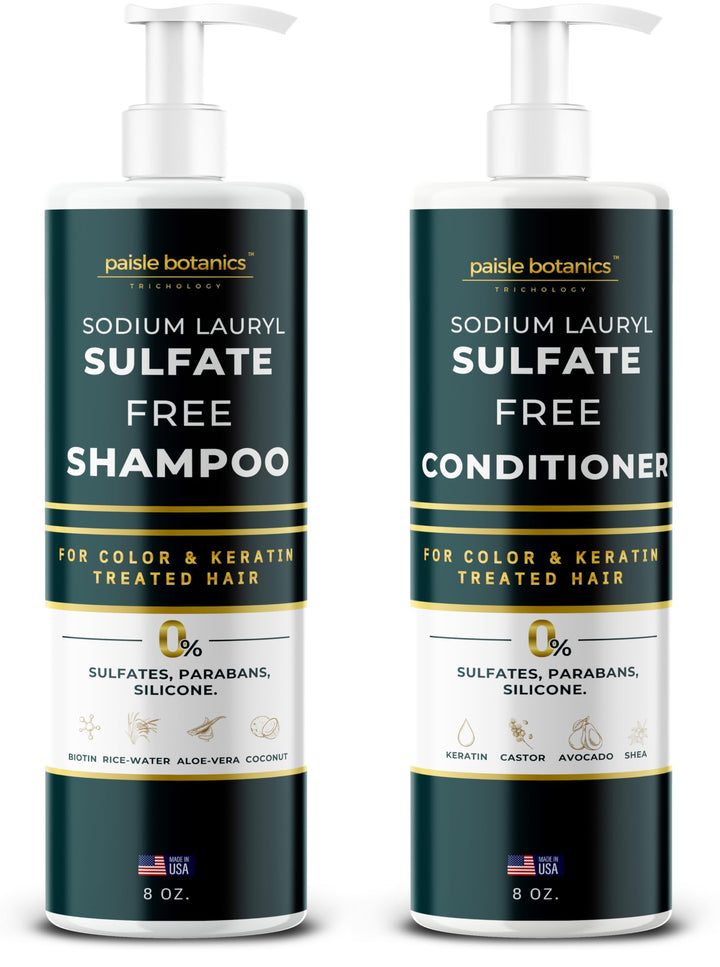Sodium Lauryl Sulfate Free Shampoo and Conditioner Set Sulfate Free Shampoo and Conditioner For Color Treated Hair ALL NATURAL Women & Men Shampoo and Conditioner SLS Paraben and Sulfate Free Shampoo