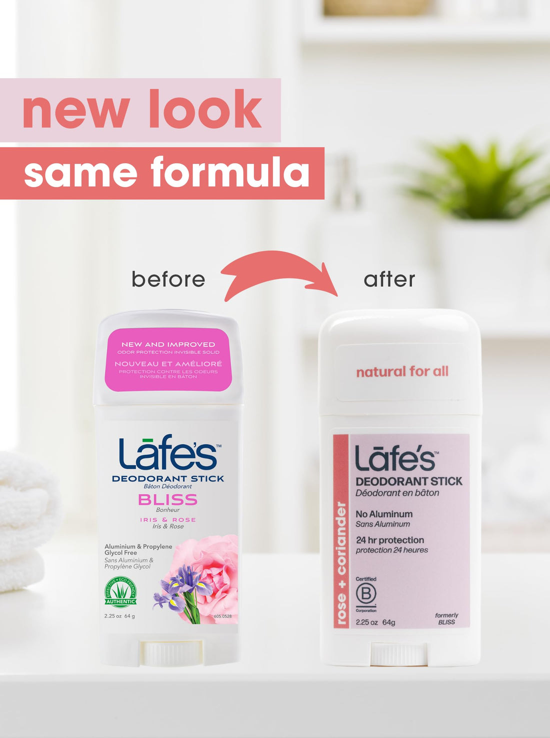 Lafe's Natural Organic Deodorant Stick Easy Twist, Bliss Scented Iris and Rose 2.25 Ounce