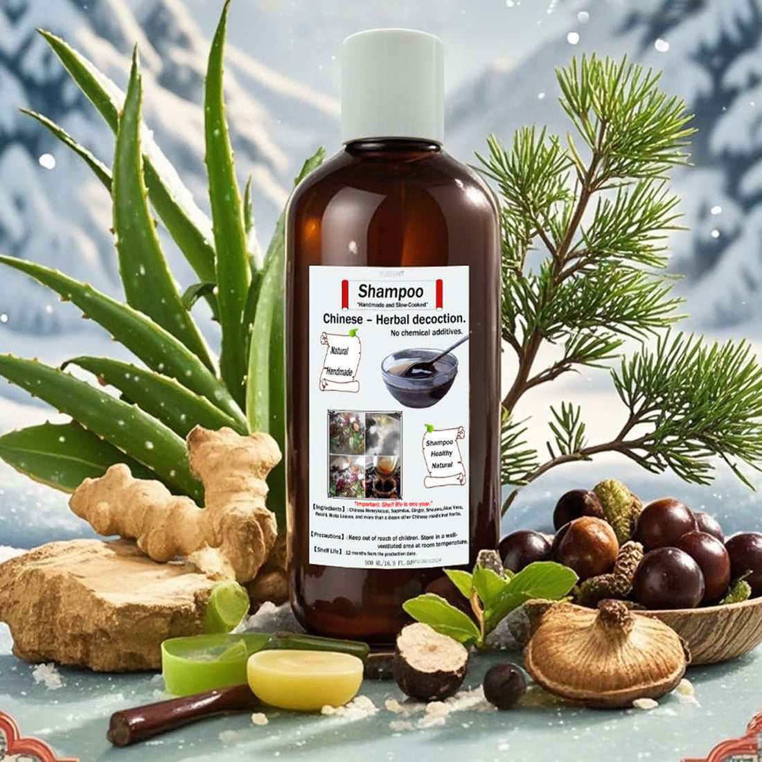 Herbal Shampoo - Anti-Dandruff, Oil Control, and Improving Hair Health - Made with Natural Chinese Herbs Gentle on Hair, Traditional Slow-Cooked Formula, Light Herbal Scent 100ML