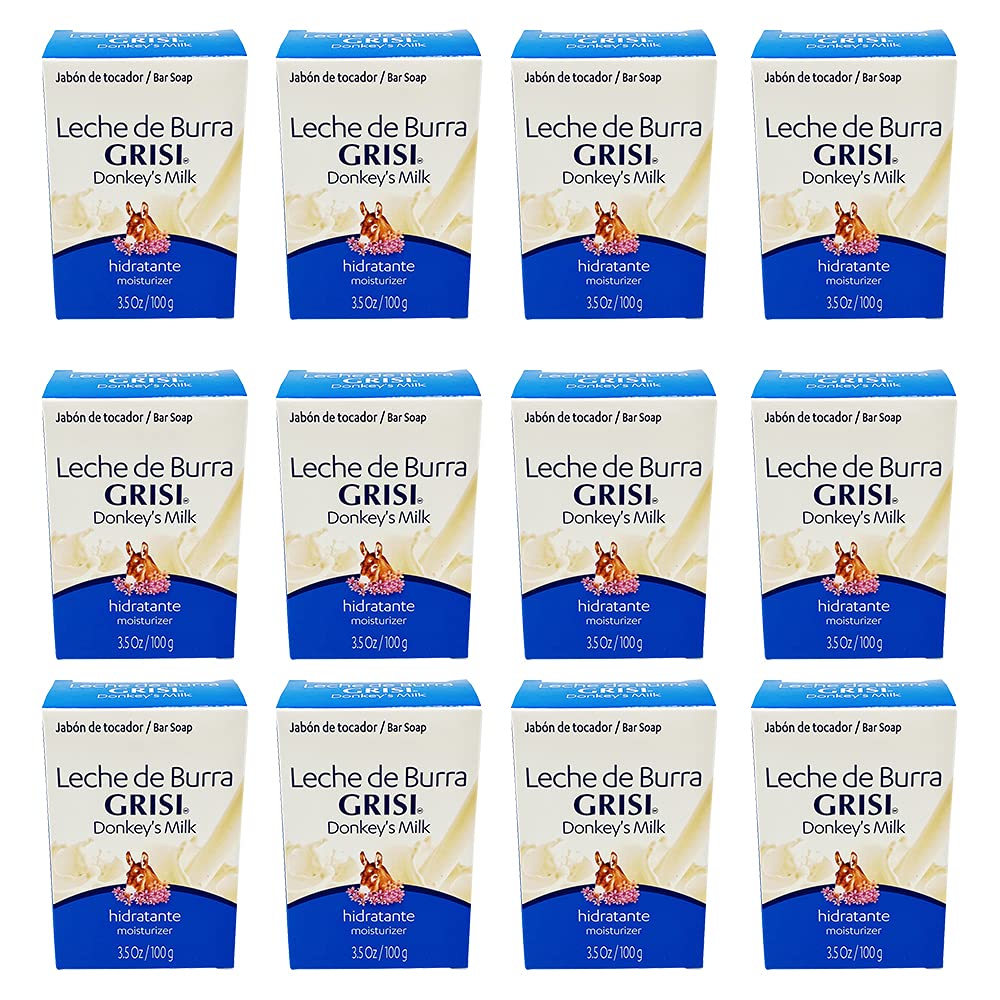 12pk - Donkey's Milk Soap - Jabon Leche de Burra - Grisi (3.5 Oz. X 12 Units) by Grisi