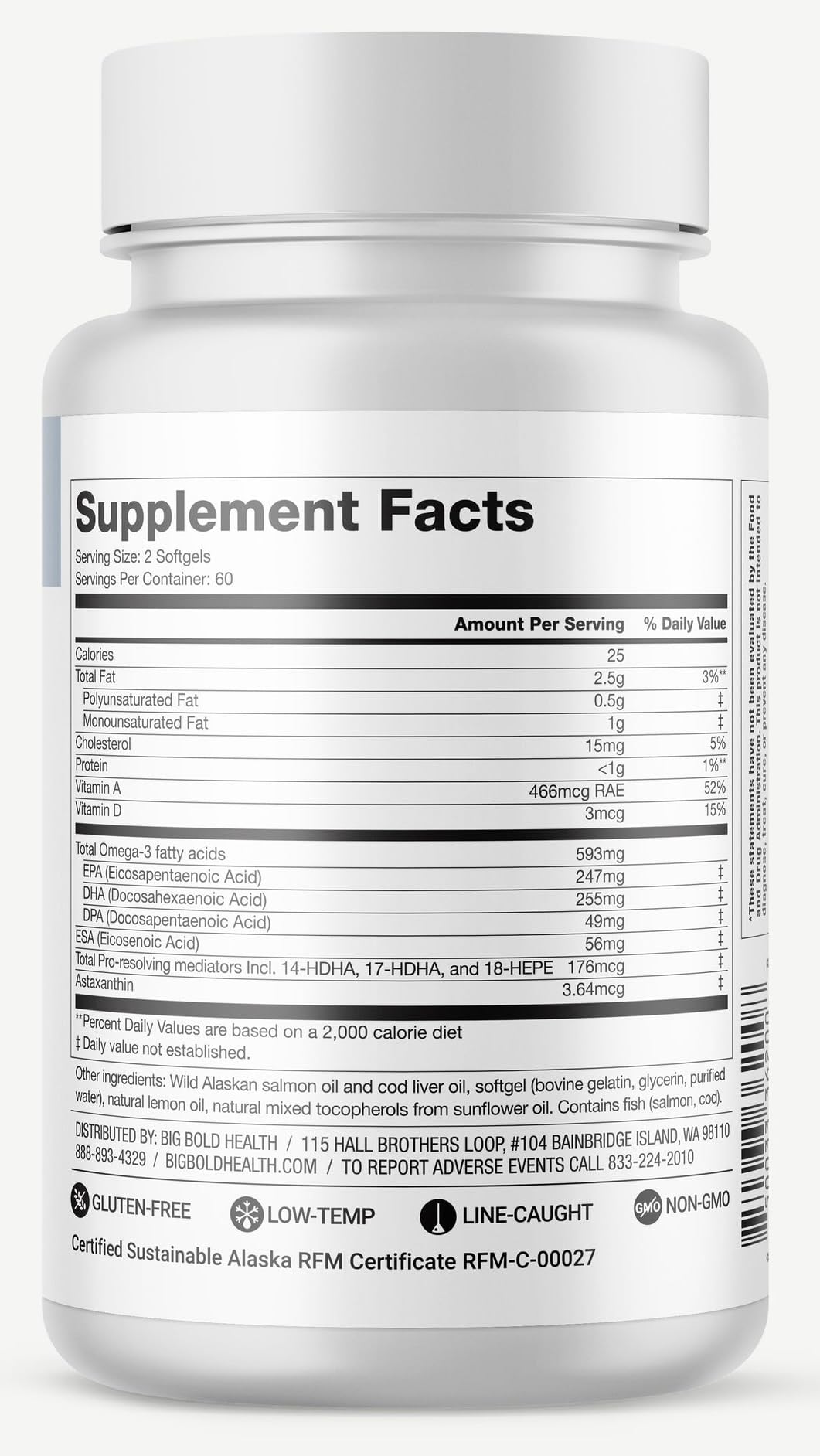 2 Month Supply - Omega-3 Rejuvenate Fish Oil Supplement, Wild Alaskan Cod and Sockeye Salmon Fish Oil, Lemon Flavor —Omega-3 Fatty Acids with EPA, DHA, & DPA— 120 Softgels