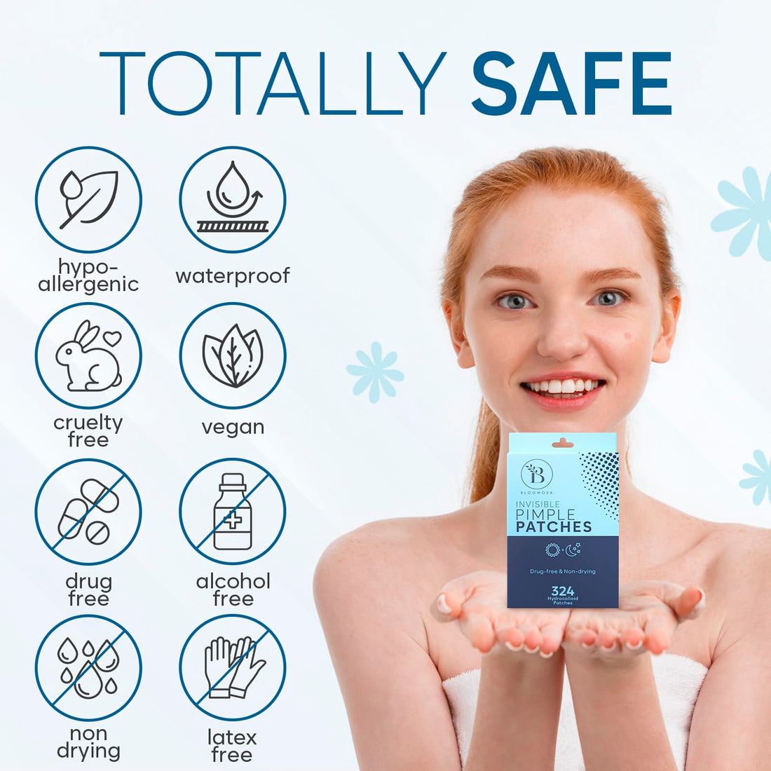 BLOOMORA Invisible Pimple Patches (324 Count) - Hydrocolloid Acne Spot Treatment - Zit Patches for Face - Acne Treatment for Face - S/L Sizes