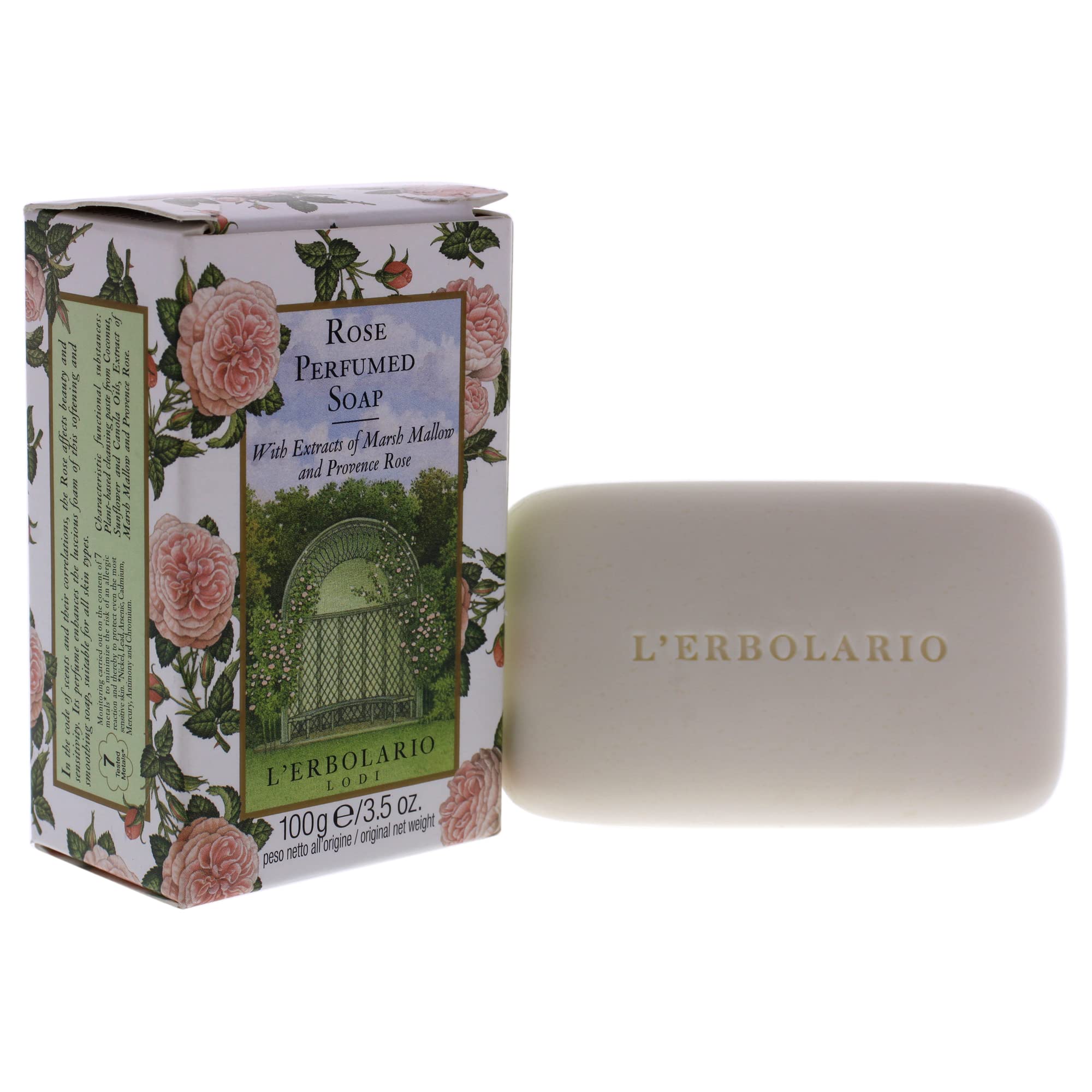 LErbolario Rose Perfumed Bar Soap For Unisex 3.5 oz Soap