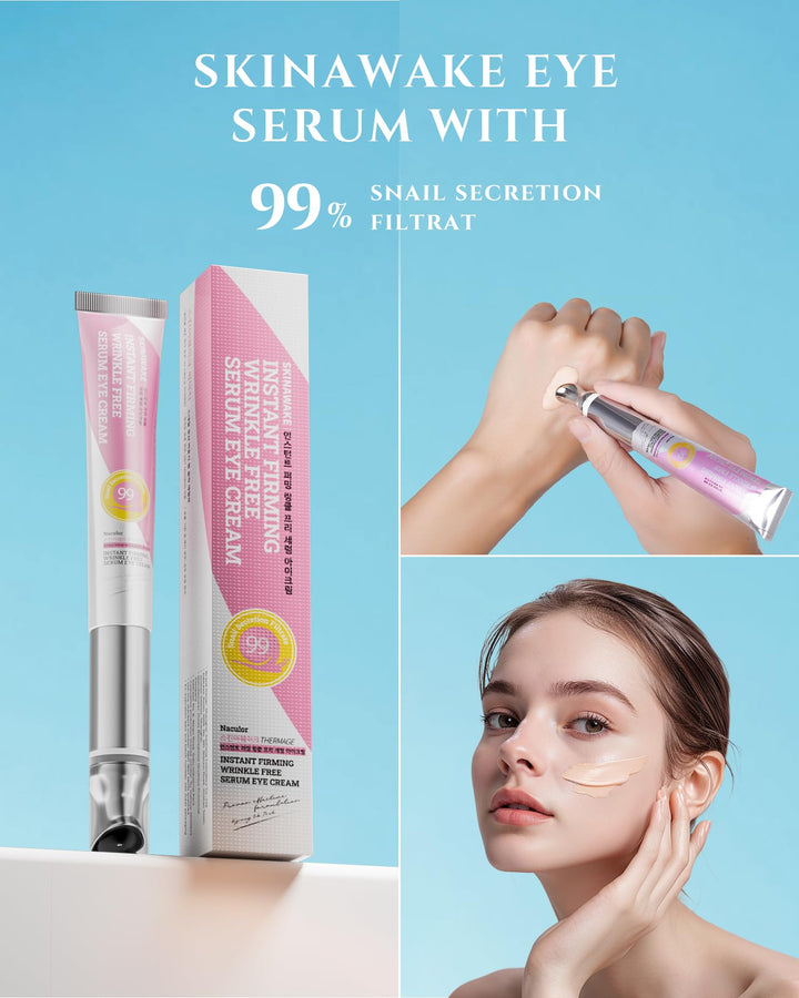 Naculor Snail Mucin 99% Eye Cream with Applicator/Massager, Smoothening & Firming Night Eye Serum, Snail Secretion Filtrate Complex for Dark Circles & Fine Lines
